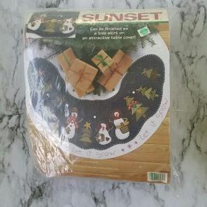 Sunset Snow Family Christmas Tree Skirt