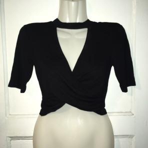 2 TOPSHOP Black Choker Wrap Top