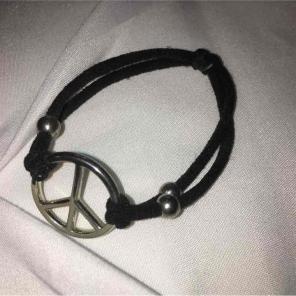 Peace Sign Black and Silver Bracelet