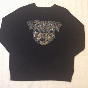 H&M Pug face jeweled & sequins sweater