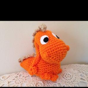 Crochet Orange Dinosaur