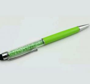 Lime green pen with Swarovski crystals