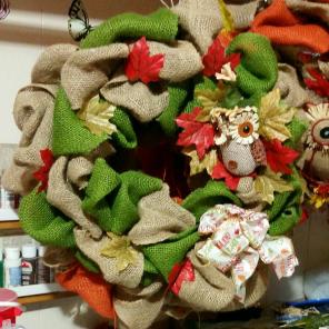 Fall burlap wreath.