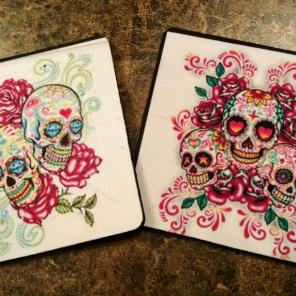 2pc Sugar Skull Drink Coasters