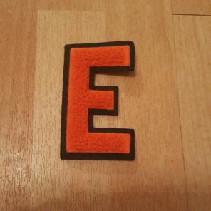 Chenille letter E sew on patch