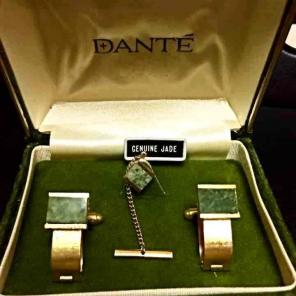 GENUINE JADE VINT DANTE CUFF LINKS / TIE