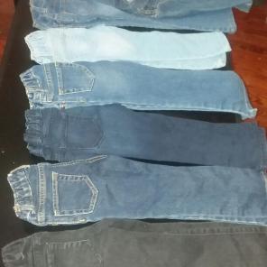 Children place pants an blue jean jacket