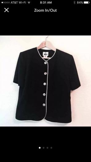 Vintage Black White Button Top Top 14 P
