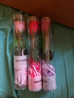 3 soap flowers!