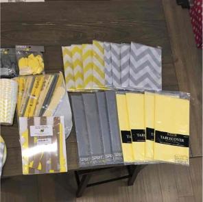 Yellow & gray party decoration supplies