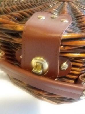Vintage handmade rattan picnic suitcase