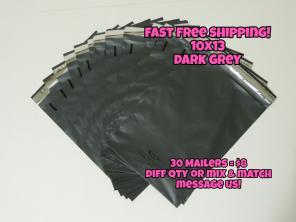 30 Poly Mailers 10x13 Dark Grey