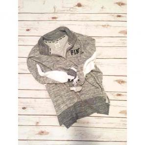 VS PINK Marled Grey Slouchy Quarter Zip