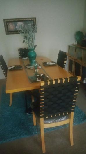 Dining Room Table, Chairs, and Buffet.
