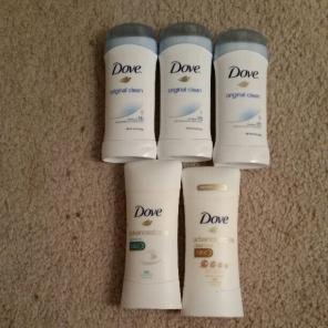 5 dove deoderant, never used
