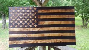 Rustic American Wooden Flag 22x37