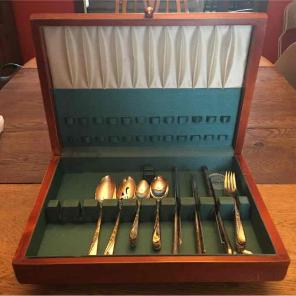 Vintage silverware chest and silverware