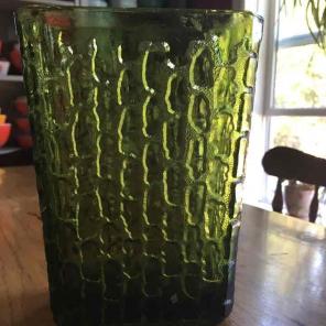 Vintage green textured vase