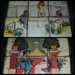 Antique Wooden Picture Puzzle Blocks