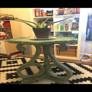 SOLID WOOD TEAL Distressed ACCENT Table