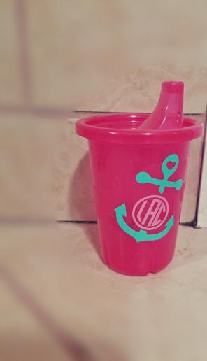 Sippy Cup With Anchor Monogram