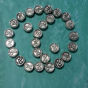 Silver Tone Yin Yang Bead Lot