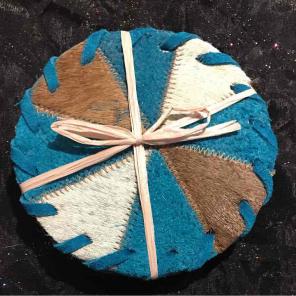 Set of 4 Cow Leather Coasters