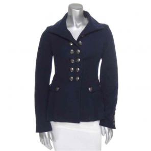 Free People Navy Blue Wool Peacoat 0 XS
