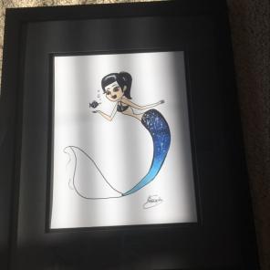 black and blue mermaid/ frame invluded