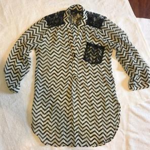Chevron and Lace Semi-transparent Blouse