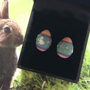 Vintage Easter Bunny Rabbit Egg Earrings