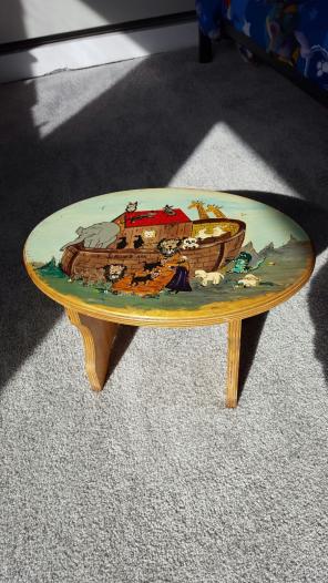Vintage hand painted Noah's Ark stool