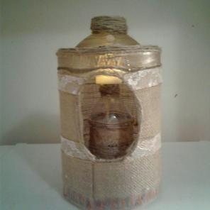 Burlap Trimmed Candle Holder Lamp Votive