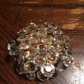 VTG Glass Or Crystal Gold Tone Brooch