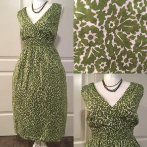 Liz Claiborne Green & White Floral Dress