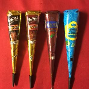 1 X BLACK RED BROWN BLUE HENNA CONES