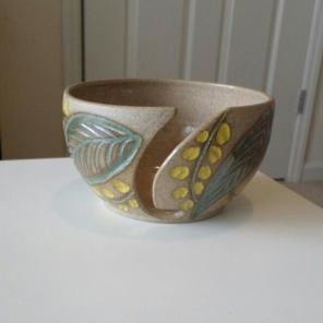 Unique yarn bowl, hand painted pottery