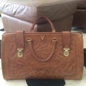 Large Tooled Leather Satchel