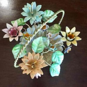 Vintage Italian Tole metal flower basket