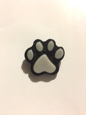 Black And White Paw Brooch