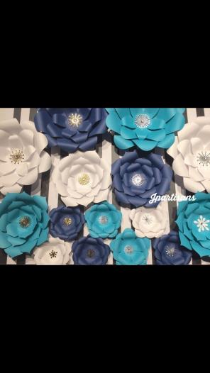 Navy, white, teal bundle paper flower