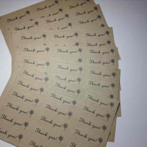 Kraft rectangle flower thank you sticker