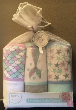 3 Hooded Baby Mermaid Towels Purple NEW