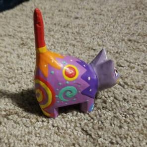 Painted wooden cat