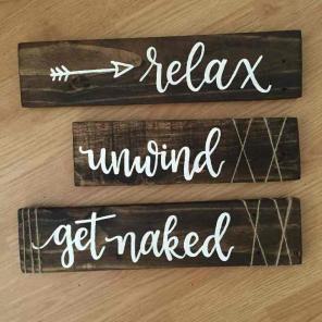 Bathroom wood signs / rustic decor