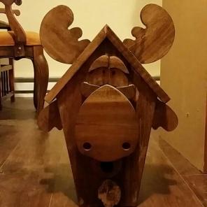 Handmade moose face birdhouse