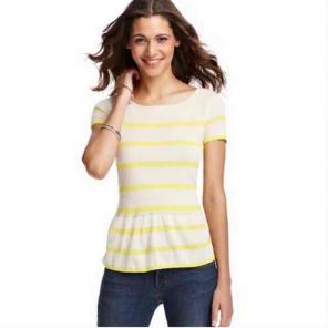Ann Taylor LOFT neon & beige peplum top