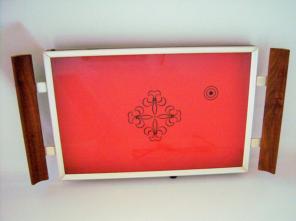 Red Cornwall Warming Tray Fleur De Lis