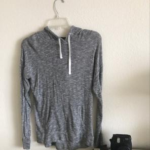 Womens Thin Knit Heatered Grey Hoodie