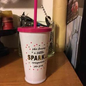 New glass tumbler cup with straw and lip
